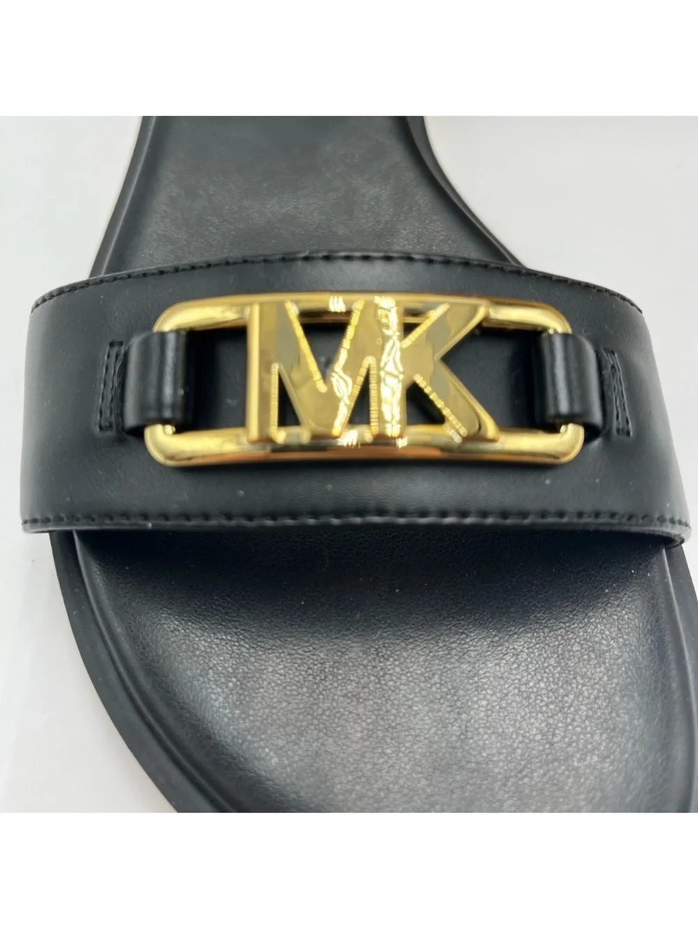 Michael Kors Women's Black MK Logo Ankle-Strap Sandals